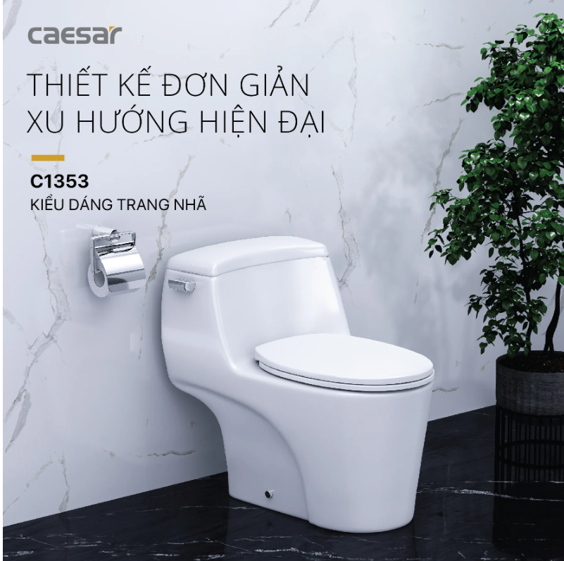 Hình ảnh bàn cầu 1 khối Caesar C1353