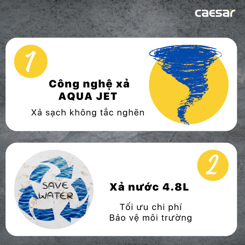 Hình ảnh bàn cầu 2 khối Caesar CT1325