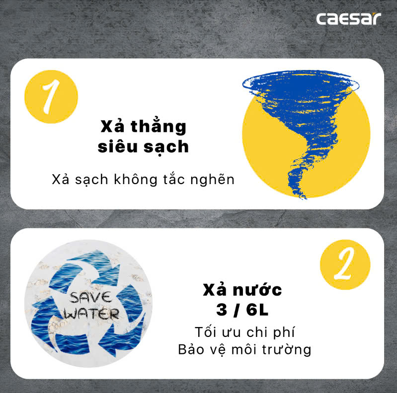 Hình ảnh bàn cầu 2 khối Caesar CT1338