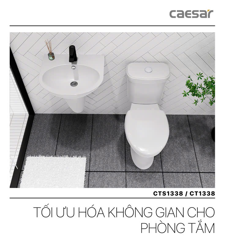Hình ảnh bàn cầu 2 khối Caesar CT1338
