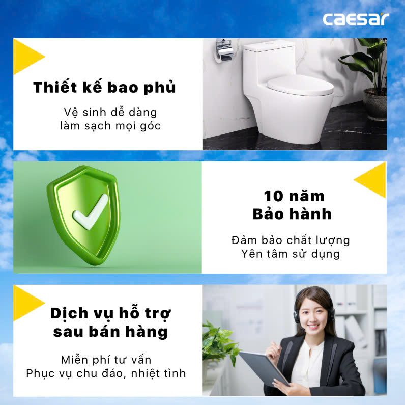 Bàn cầu nắp rửa cơ Caesar C1356F + TAF060