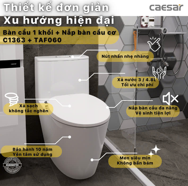 bàn cầu nắp rửa cơ Caesar C1363F + TAF060