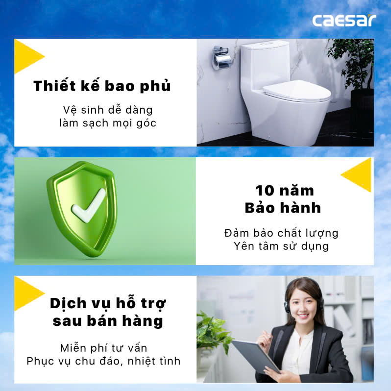 Bàn cầu nắp rửa cơ Caesar C1363F + TAF060