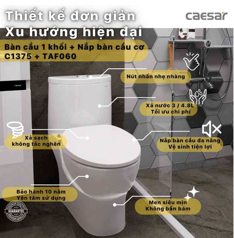 bàn cầu nắp rửa cơ Caesar C1375F + TAF060
