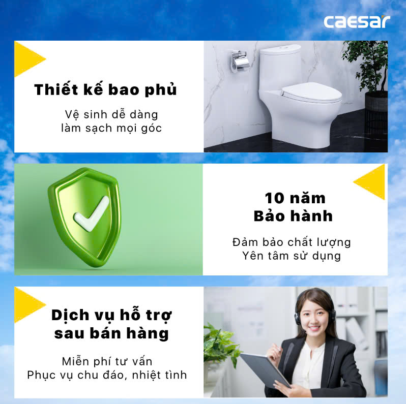 Bàn cầu nắp rửa cơ Caesar C1375F + TAF060