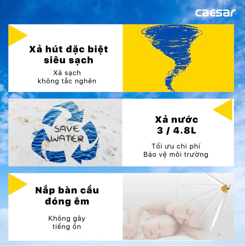 Bàn cầu nắp rửa cơ Caesar C1394F + TAF060