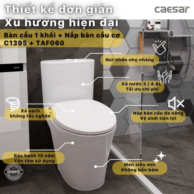bàn cầu nắp rửa cơ Caesar C1395F + TAF060
