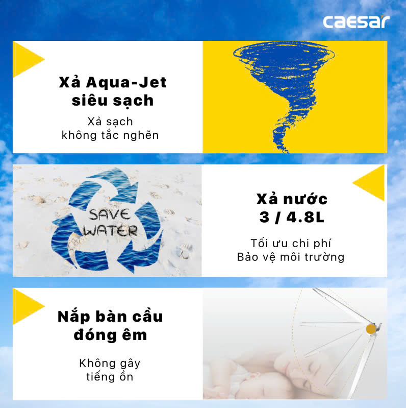 Bàn cầu nắp rửa cơ Caesar C1395F + TAF060