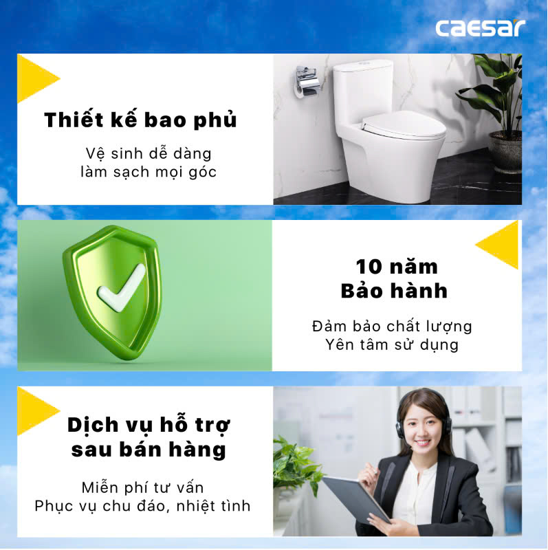 Bàn cầu nắp rửa cơ Caesar C1395F + TAF060