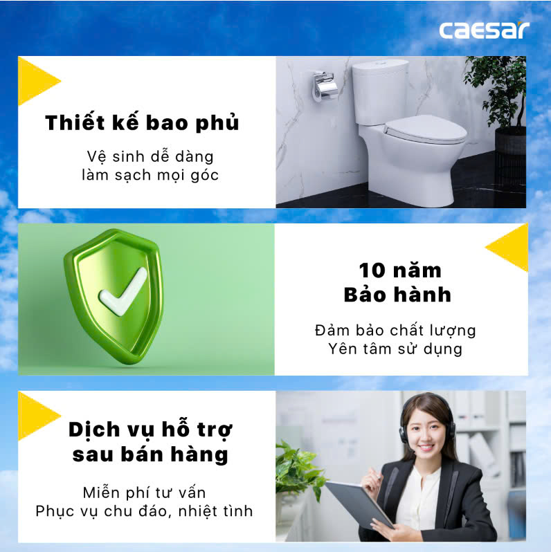 Bàn cầu nắp rửa cơ Caesar CD1320 + TAF060