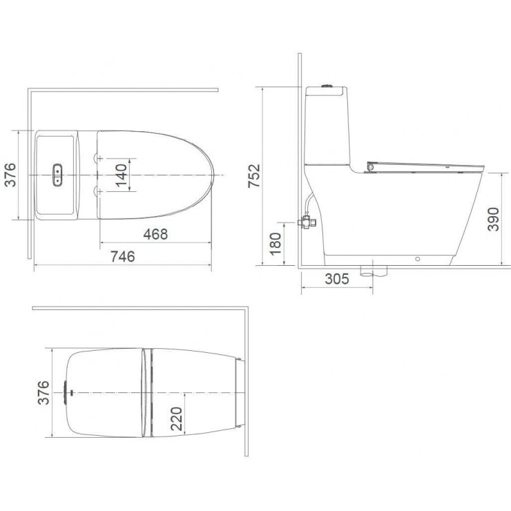 Thông số kỹ thuật bàn cầu nắp rửa cơ Inax ACT-832-CW-S32VN