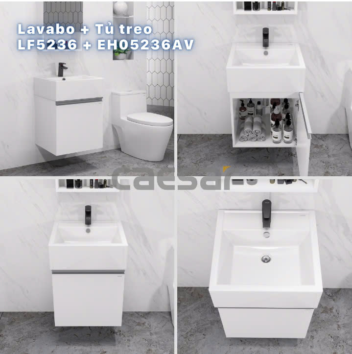 Chậu rửa Lavabo + Tủ treo Caesar LF5236 + EH05236AV