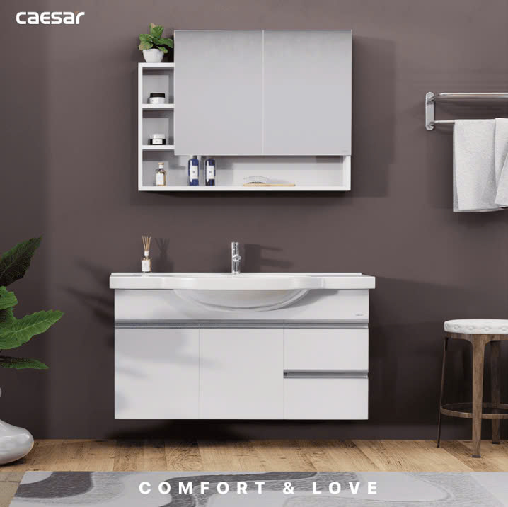 Chậu rửa Lavabo + Tủ treo Caesar LF5324 + EH05324AV