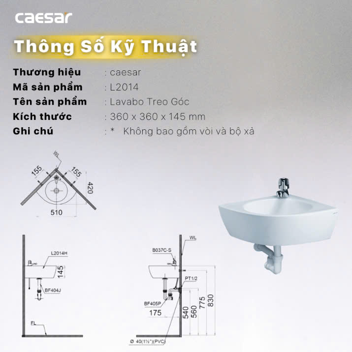 Chậu góc Caesar L2014
