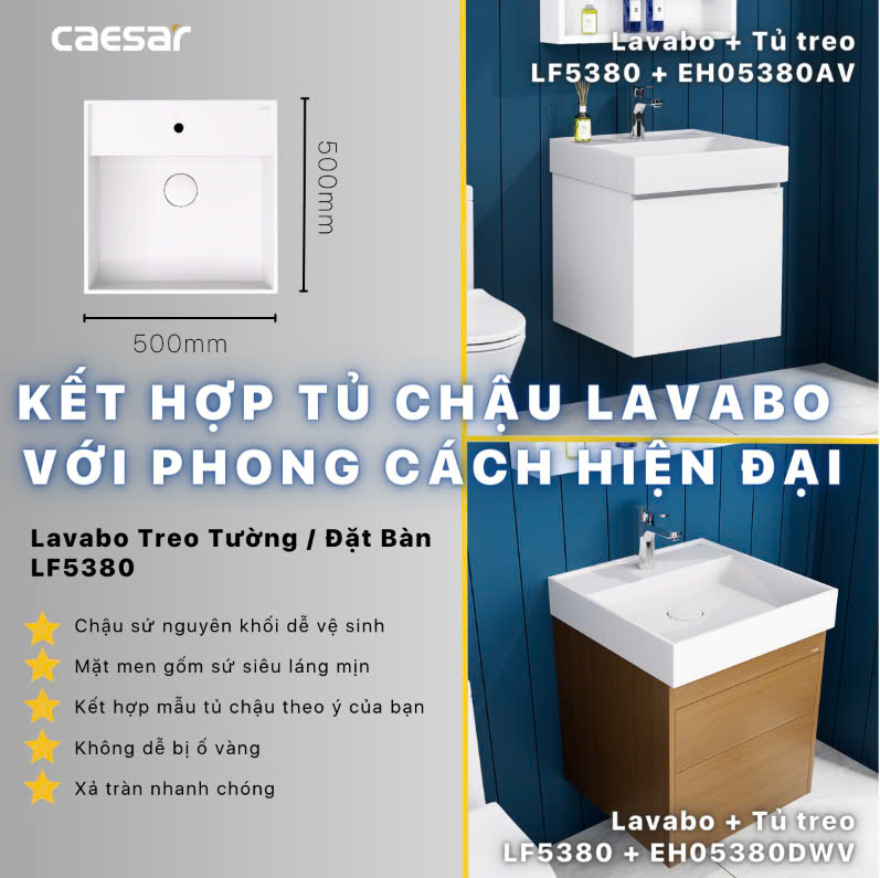 Chậu rửa Lavabo đặt bàn Caesar LF5380