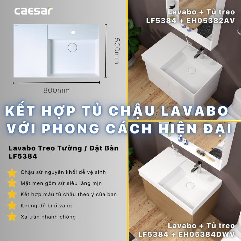 Chậu rửa Lavabo đặt bàn Caesar LF5384