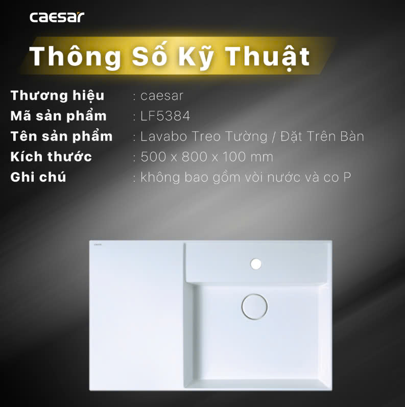 Chậu rửa Lavabo đặt bàn Caesar LF5384