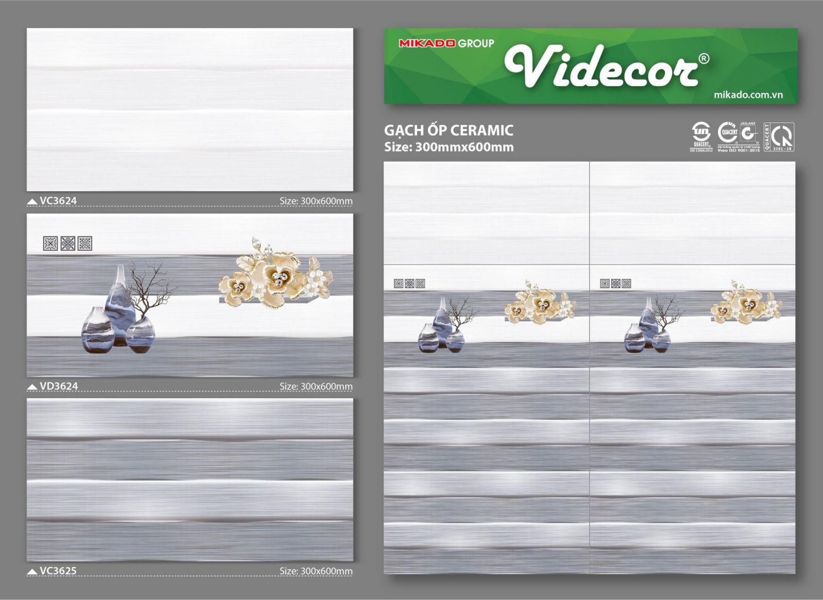 Gạch 300x600 Mikado Videcor VC3624-VD3624-VC3625 giá rẻ