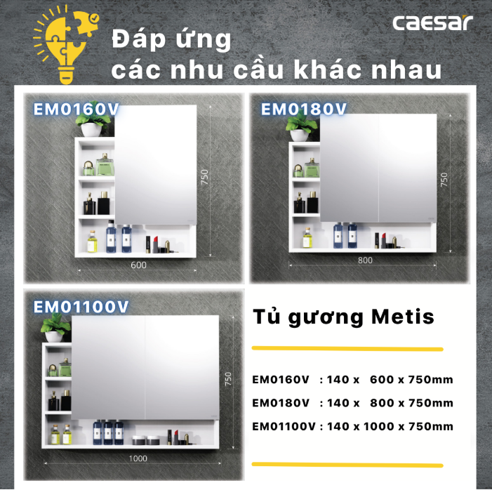 Hình ảnh Tủ gương Caesar EM0160V