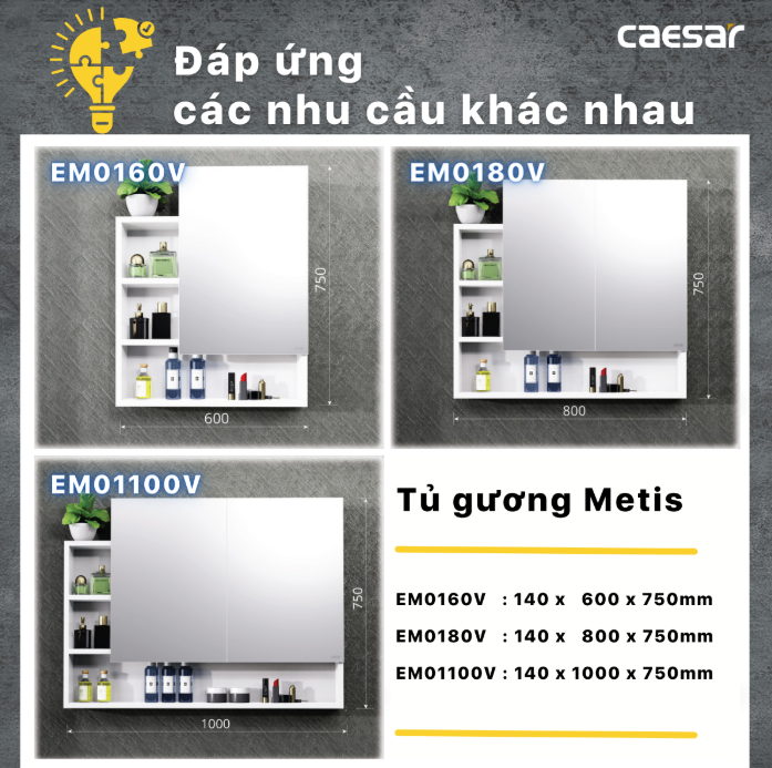 Hình ảnh Tủ gương Caesar EM0180V