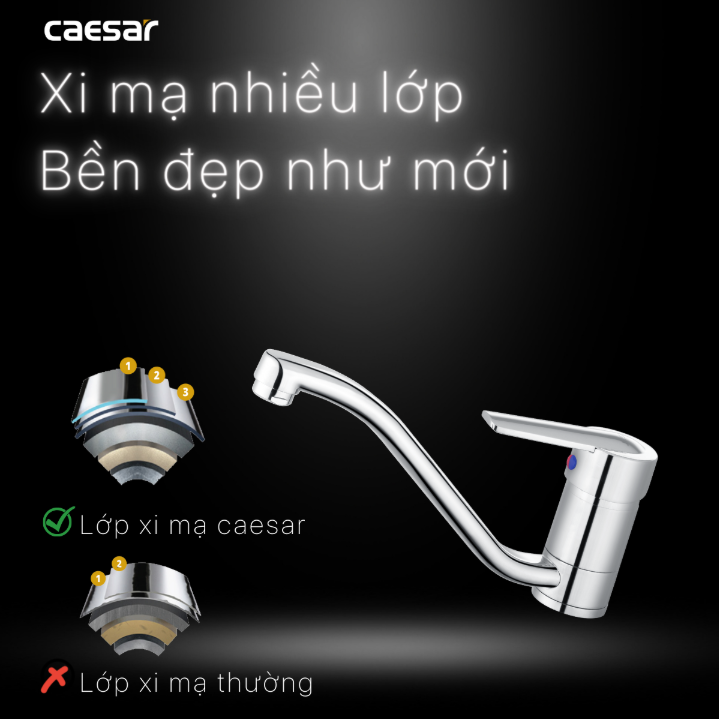 Hình ảnh Vòi Bếp Nóng Lạnh Gắn Chậu Caesar K375C