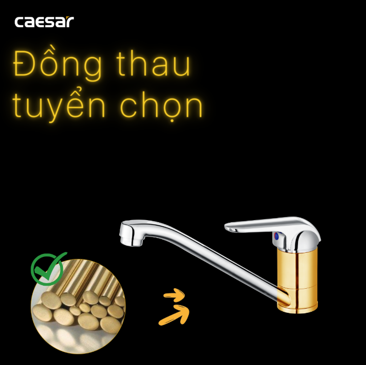 Hình ảnh Vòi Bếp Nóng Lạnh Gắn Chậu Caesar K511C