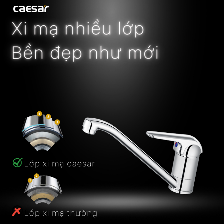 Hình ảnh Vòi Bếp Nóng Lạnh Gắn Chậu Caesar K511C