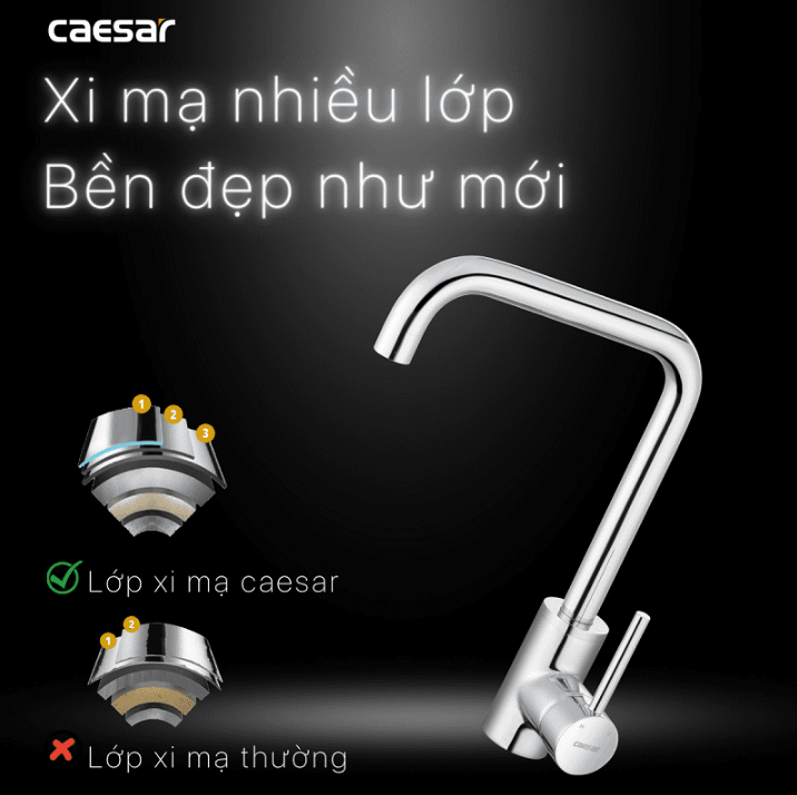 Hình ảnh Vòi Bếp Nóng Lạnh Gắn Chậu Caesar K685C