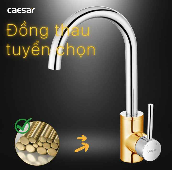 Hình ảnh Vòi Bếp Nóng Lạnh Gắn Chậu Caesar K695C