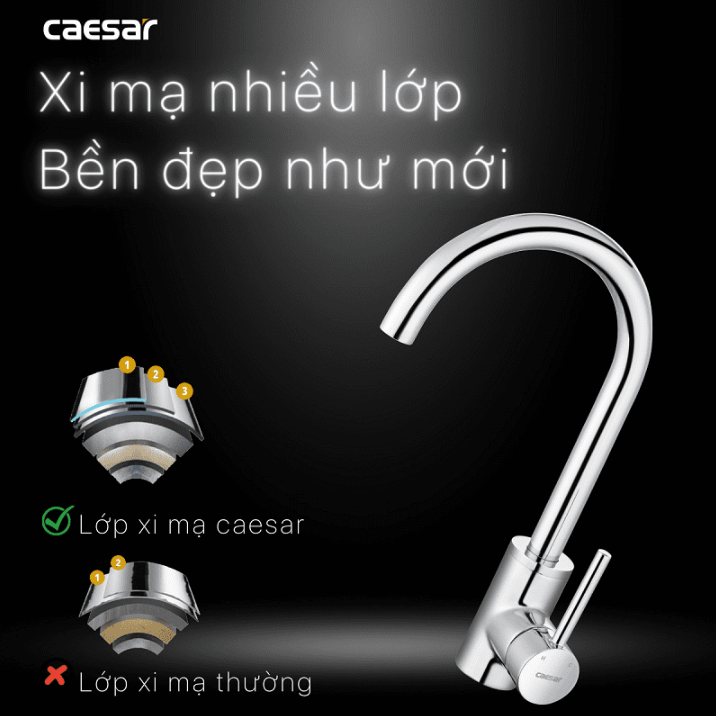 Hình ảnh Vòi Bếp Nóng Lạnh Gắn Chậu Caesar K695C