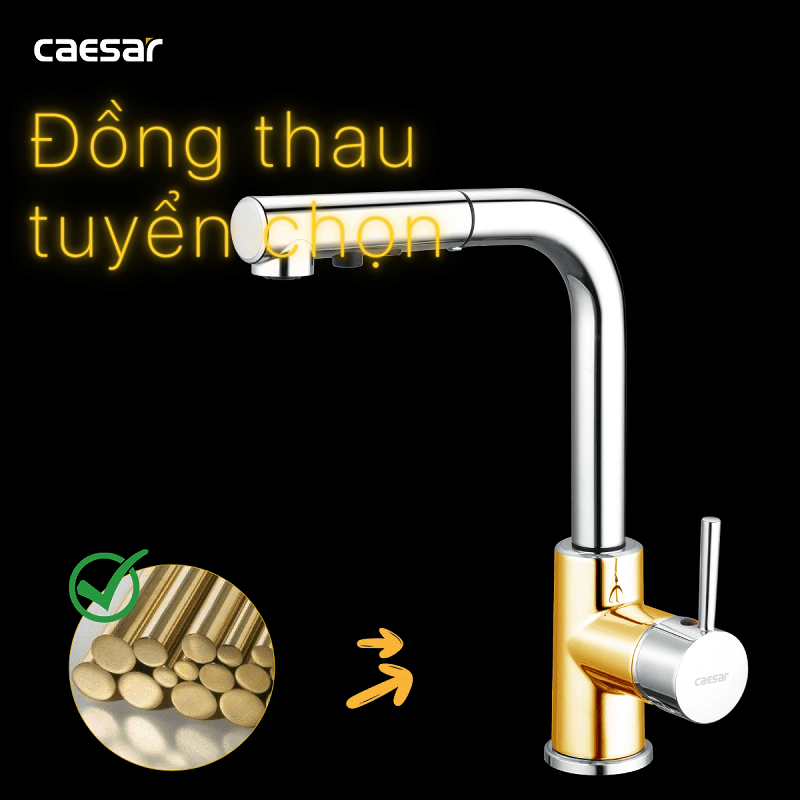 Hình ảnh Vòi Bếp Nóng Lạnh Gắn Chậu Caesar K915C