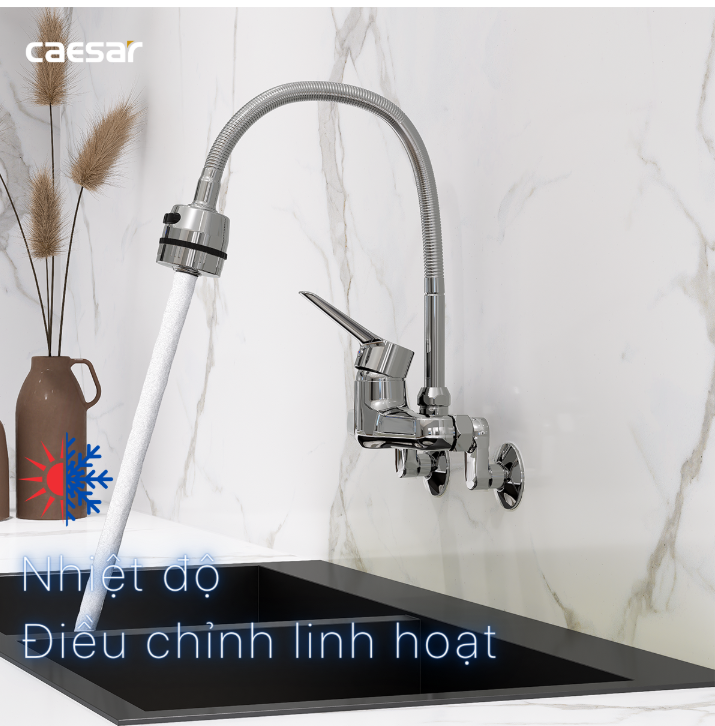 Hình ảnh Vòi Bếp Nóng Lạnh Gắn Tường Caesar K526C