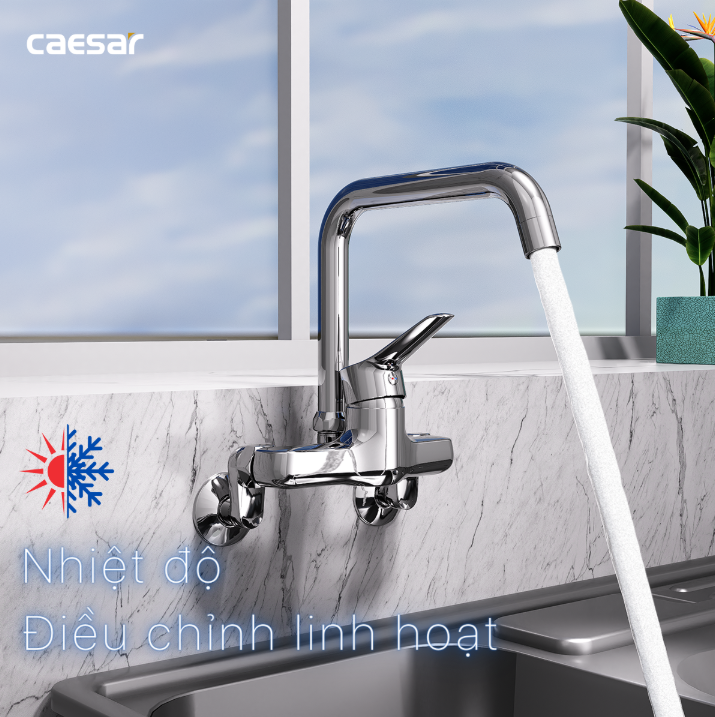 Hình ảnh Vòi Bếp Nóng Lạnh Gắn Tường Caesar K527C