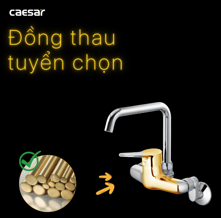 Hình ảnh Vòi Bếp Nóng Lạnh Gắn Tường Caesar K527C