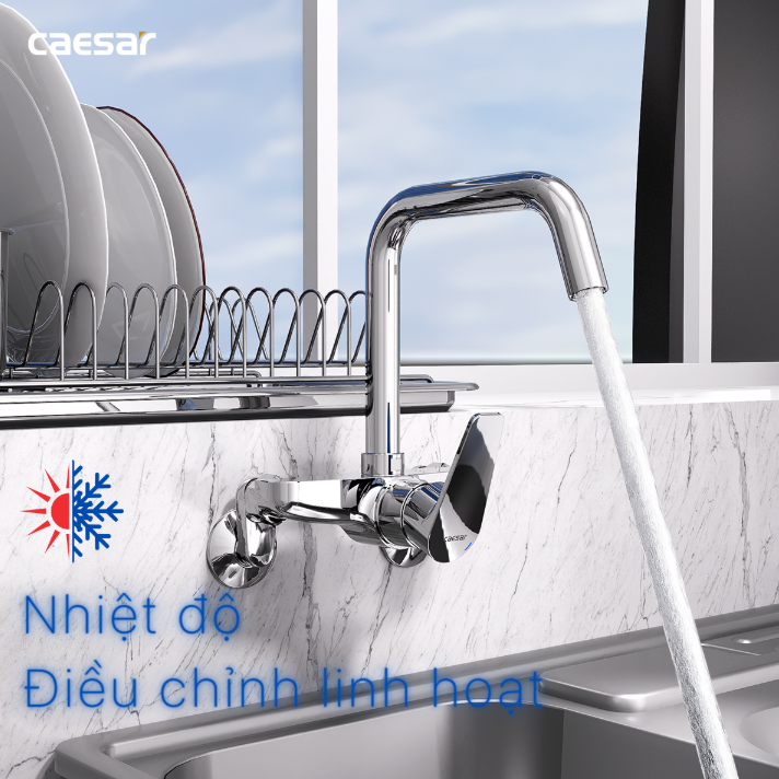 Hình ảnh Vòi Bếp Nóng Lạnh Gắn Tường Caesar K535C