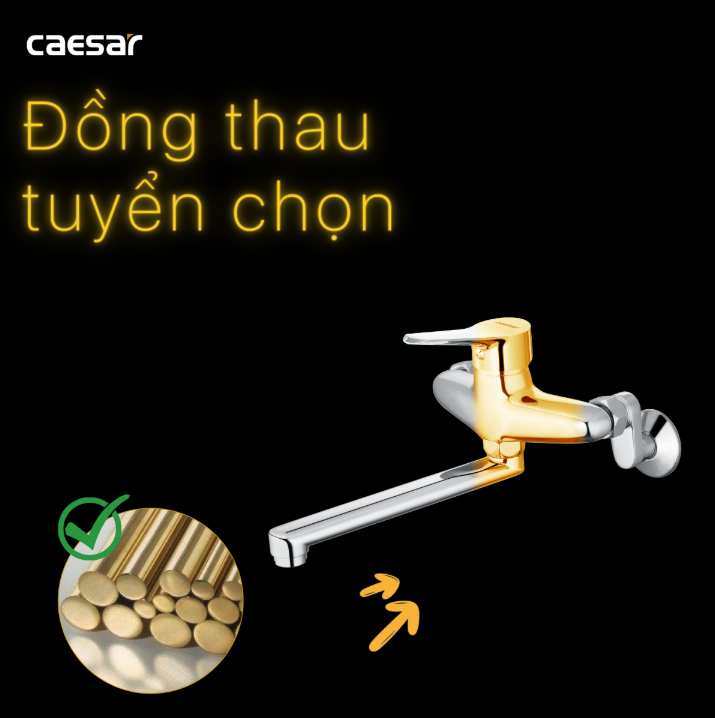 Hình ảnh Vòi Bếp Nóng Lạnh Gắn Tường Caesar K540C