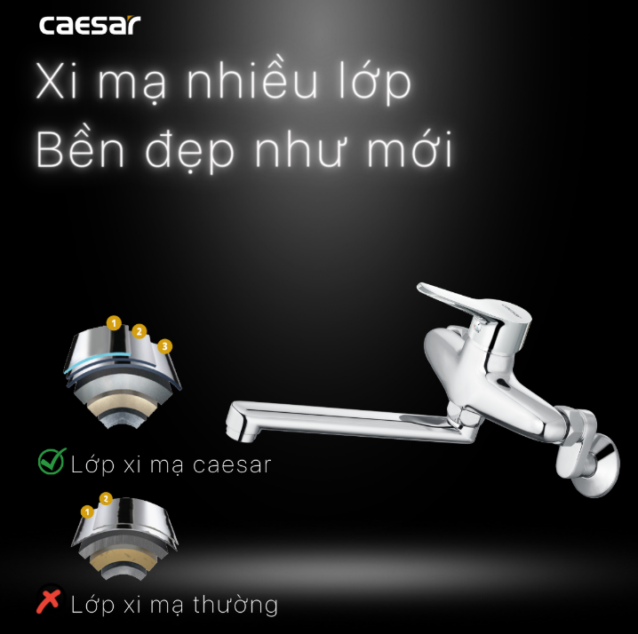 Hình ảnh Vòi Bếp Nóng Lạnh Gắn Tường Caesar K540C