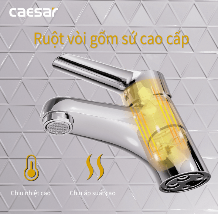 Vòi chậu Lavabo 1 lỗ nóng lạnh Caesar B330CU