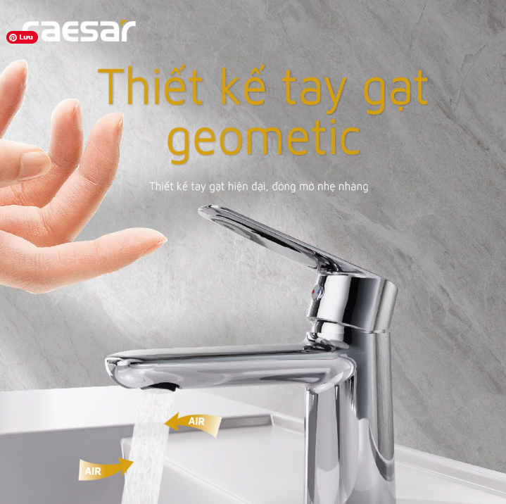 Vòi chậu Lavabo 1 lỗ nóng lạnh Caesar B380CU