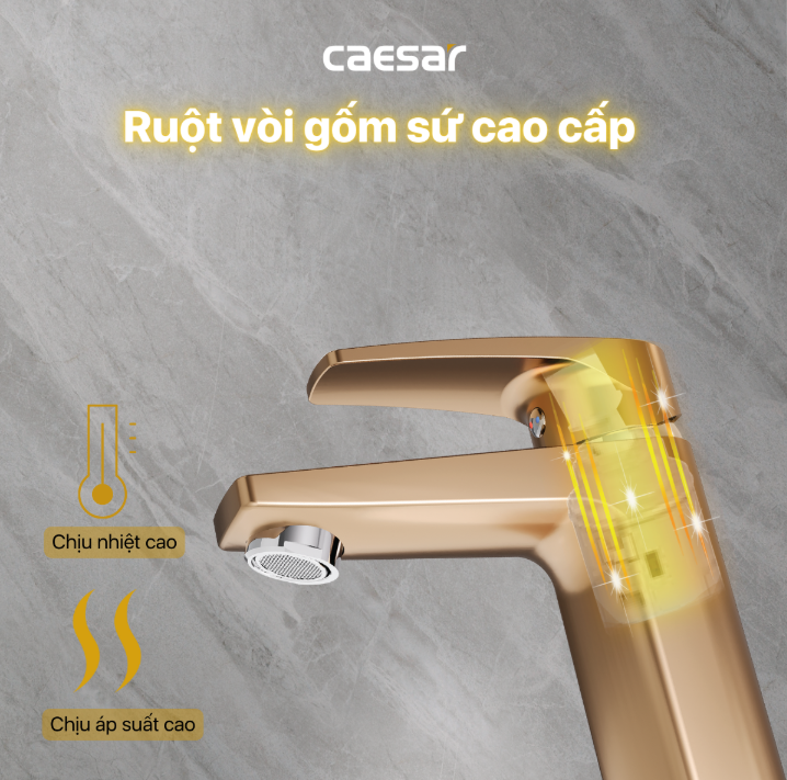 Vòi chậu Lavabo 1 lỗ nóng lạnh Caesar B390CGU