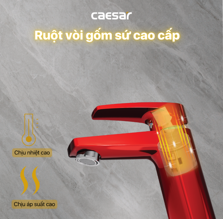 Vòi chậu Lavabo 1 lỗ nóng lạnh Caesar B390CRU