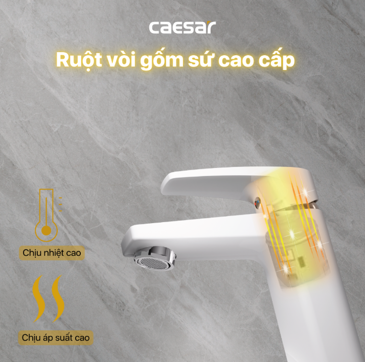 Vòi chậu Lavabo 1 lỗ nóng lạnh Caesar B390CWU