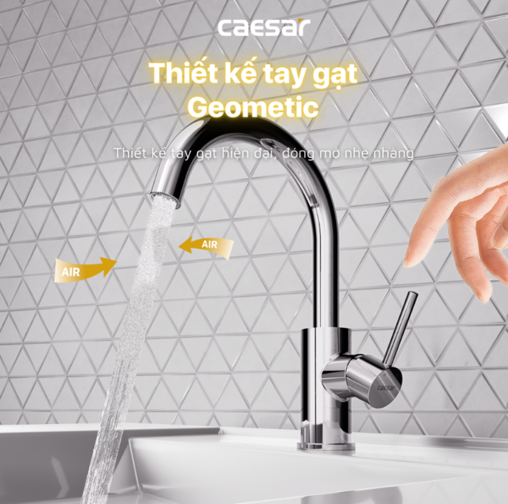 Vòi chậu Lavabo 1 lỗ nóng lạnh Caesar B530CU