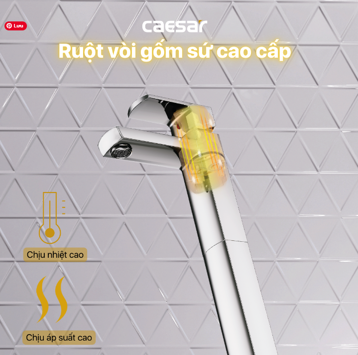 Vòi chậu Lavabo 1 lỗ nóng lạnh Caesar B551CU