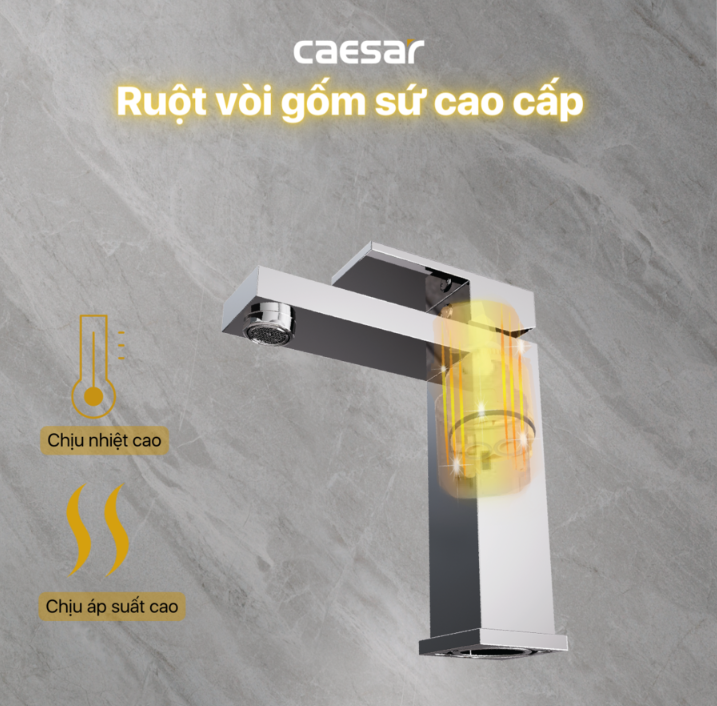 Vòi chậu Lavabo 1 lỗ nóng lạnh Caesar B840CU